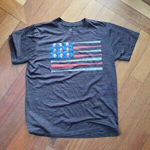 Tek Gear Boys American Flag Baseball T-Shirt Size Large
